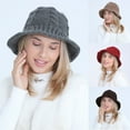 thumbnail image 4 of CANKER Women Winter Cable Knit Bucket Hat Twist Pattern Solid Color Warm Fisherman Cap, 4 of 19