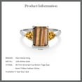 thumbnail image 4 of Gem Stone King 10K White Gold Brown Tiger Eye and Yellow Citrine 3 Stone Engagement Ring for Women (2.42 Cttw, Emerald Cut 9X7MM, Gemstone Birthstone, Size 10), 4 of 4
