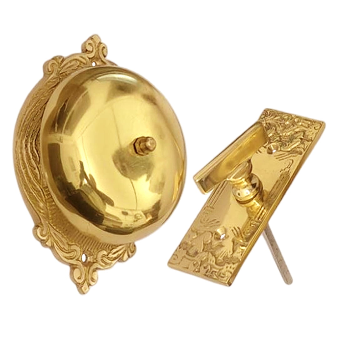 Shristy Hardware "Irice" Brass Manual Old Fashioned Door Bell – Vintage Twist Bell with Key Plate – Mechanical Doorbell for Home – PT-2 (Pack of 1 Polished Lacquered Finish)