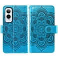 thumbnail image 3 of Compatible with Cricket Icon 6 SL219C/AT&T Verge SL219A Wallet Phone Case and Tempered Glass Screen Protector Flower Faux Leather Flip Credit Card Holder Stand Zipper Cell Cover for Icon6/ATT Blue, 3 of 9