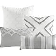 thumbnail image 2 of ESCA 7-Piece Polly Yarn Dyed White Gray Striped Comforter & Sheet Set Bedding Set  - King/Cal King Size, 2 of 4