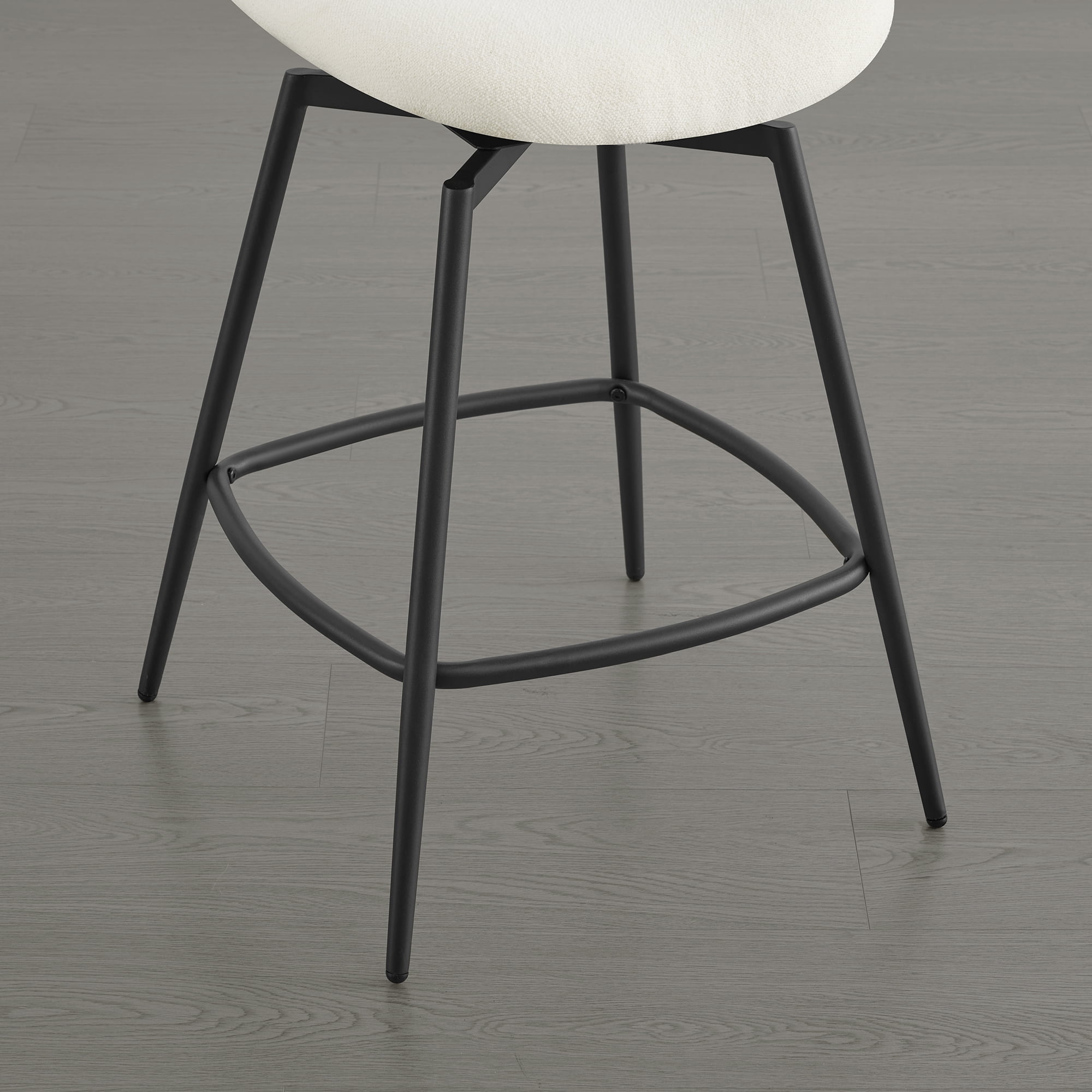 Spruce & Spring Swivel Upholstered Bar Stool with Back, Metal Frame Counter Height Stool with Footrest for Kitchen Island Dining, Boucle Fabric, Set of 2, Cream