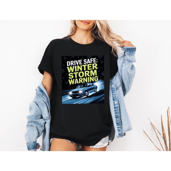 Vinyta Winter Driving Safety T-Shirt, Storm Warning Shirt, Bold Shirt for Drivers