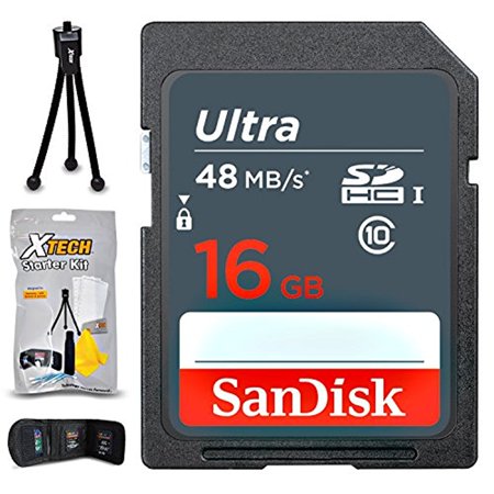 SanDisk 16GB Ultra Class 10 SDHC UHS-I Memory Card + Xtech Starter Kit for OLYMPUS Stylus 1S, Stylus SH-2, Stylus SH-1, Stylus SP-100, Stylus 1, Stylus XZ-10, SZ-16 iHS, SZ-15,