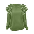 thumbnail image 3 of qolati Christmas Shirts for Women Crewneck Sweatshirts Puffy Sleeve Blouses Dressy Casual Long Sleeve Tunic Tops with Smocked Cuffs S, 3 of 8