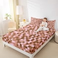 thumbnail image 4 of Homewish Geometric Pixel Plaid Full Size Sheets,Minimalism Geometric Checkered Bed Sheets,Pink Brown Sheet Sets For Girls Boys,Super Cozy Room Decor,4 Pieces, 4 of 7