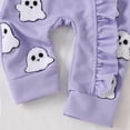 thumbnail image 6 of AWZXDE Girls Seasonal Rompers Knit Pumpkin Towel Embroidery Long Sleeve Footed Jumpsuit Ruffle Matching Bow Headband Fall Halloween Layering Outfit Set Blue - 3-6 Months, 6 of 8