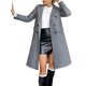 thumbnail image 1 of Abrigo de Invierno de Mezcla de Lana con Cuello de Solapa con Muesca y Doble Botonadura para Mujer. Gris XL, 1 of 6