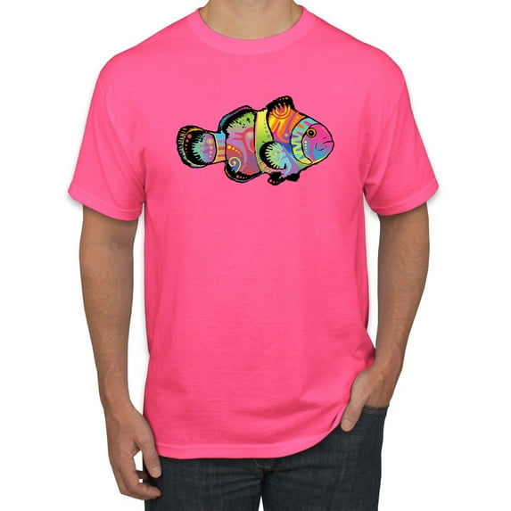 Wild Bobby, Colorful Neon Nemo Clownfish, Animal Lover, Men Graphic Tees, Neon Pink, 5XL