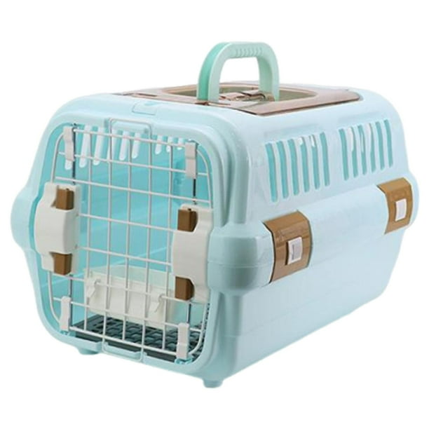 Jaula transportadora para gatos y mascotas, cómoda, portátil, con lados rígidos, ventilación superior incorporada, versátil, para perros, estuche de Azul