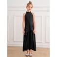 thumbnail image 4 of LiiYii Girls Summer Birthday Jumpsuit for Wedding Pageant Party Ruffle Rompers Flare Bell Bottom Black 10, 4 of 6