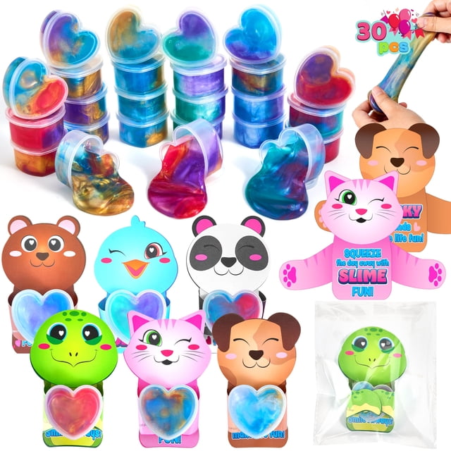 JOYIN 30 piezas de juguetes de slime galáctico con tarjetas de animales