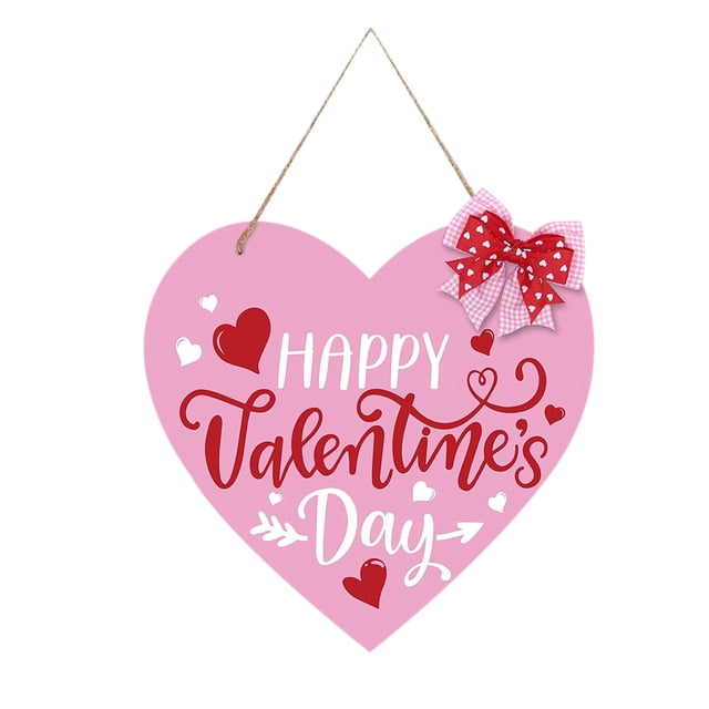 Valentines Day Decoration and Home Decor Wood-Printed Heart Hanging Indoor Wall Wooden Sign