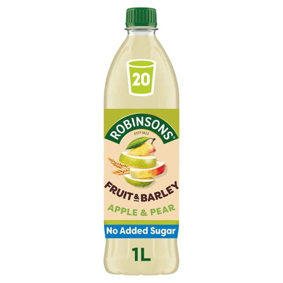 Robinsons Fruit & Barley with Vitamins Apple & Pear Squash 1L, Imported from Britain