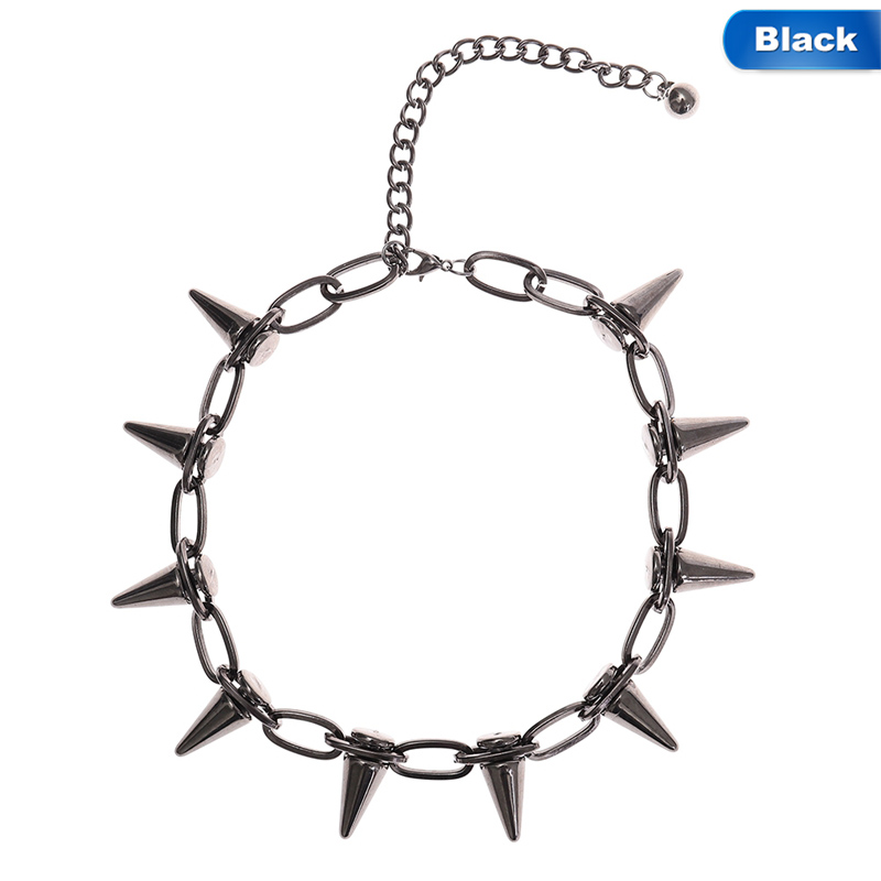 1pc Trendy Rivets Punk Goth Handmade Choker Necklace Silver Spike Rivet Necklace Rock Gothic Choker, Women's, Size: One Size