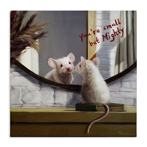 Stupell Industries Contemporary Small but Mighty Sentiments Adorable Mouse in Mirror Canvas Art, 17 x 17, by Lucia Heffernan