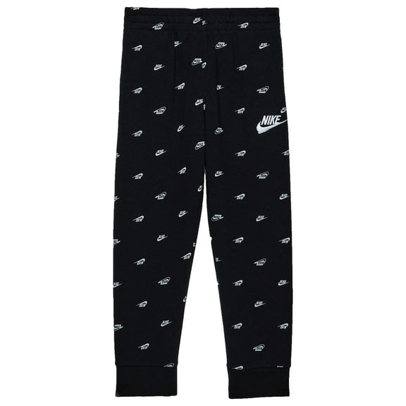 Nike NSW Club All Over Print SSNL Pants (Toddler/FLittle Kids) (Boys, Black, 4 Little Kid)