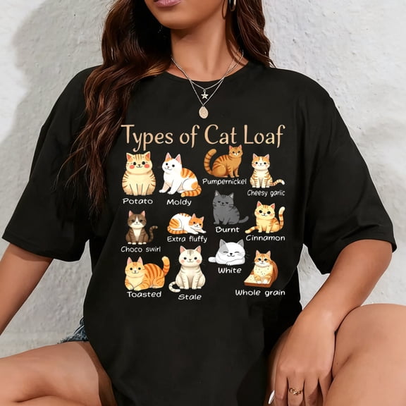 100% Cotton Types of Cat Loaf Cute Kitten Kawaii Cats, Cat Lover T-Shirt