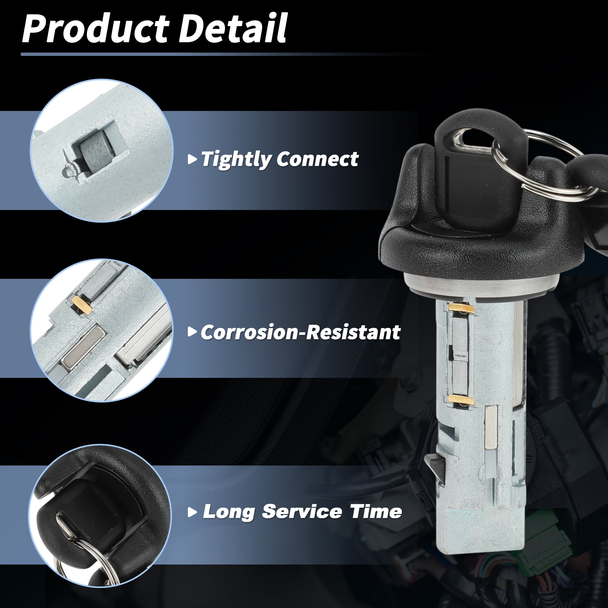 Unique Bargains Ignition Lock Cylinder and Start Switch with 2 Key for Chevrolet C1500 C2500 C3500 for GMC Yukon Ignition Switch Cylinder Lock No.26061331/26075995