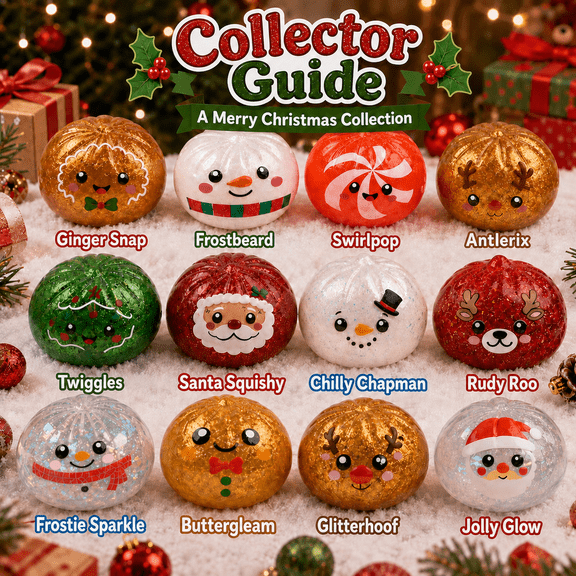 Christmas Dumpling Squishy Mystery Blind Box - Slow Rising Stress Relief Fidget Squeeze - Festive Stocking Stuffer Party Favor, 1 Pack (12 Styles Random)
