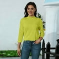 thumbnail image 7 of 3/4 Sleeve Tops for Women Mock Turtleneck Tunic Tops Loose Fit Dressy Blouses Casual Shirts Preppy Basic Tees Fluorescent Green L, 7 of 7