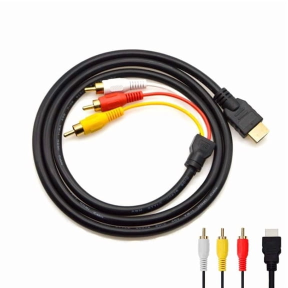 5ft Video Cable HDMI to RCA Audio AV Adapter, 1080P HDMI Male to 3 RCA, One-Way Transmission for TV By EKIDAZB