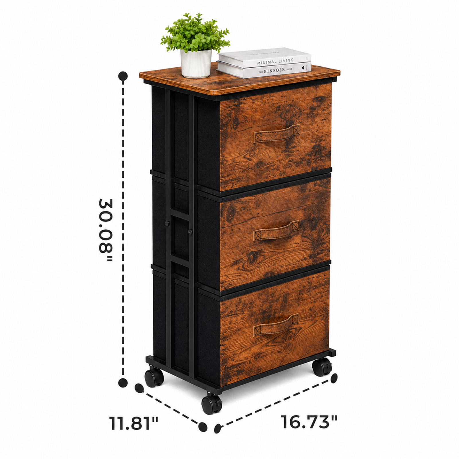 Alvantor Fabric Dresser 3 Drawer Storage Chest, Rolling Storage Tower, Vertical Storage Unit for Bedroom, Closet, Office