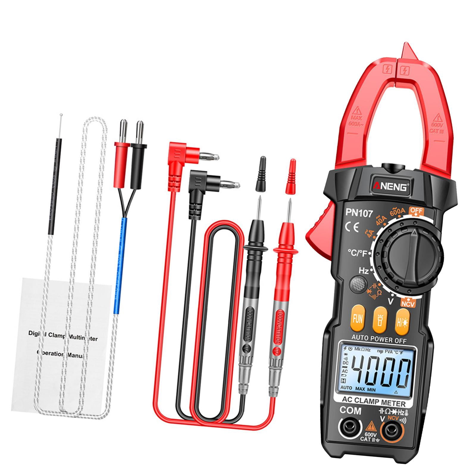 Miulika Clamp Meter Multimeter Easy Carrying Smart Tester Multifunction Sturdy Voltage Meter for Fuses Auto Circuit Troubleshooting , Red