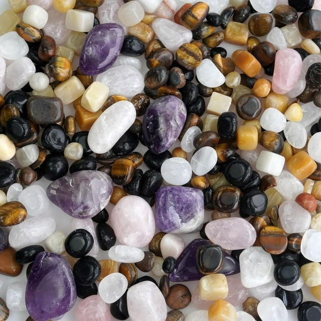 Sisamn Tumbled Polished Crystal Stone Decorative Pebbles Bulk 0.9lb - Natural Gemstones for Home Decor, Fish Turtle Tank, Vase Filler, Plants Decor, Jewelry Making, Reiki Healing