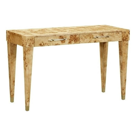 Pemberly Row Contemporary Acacia Burl Work Desk in Natural Finish