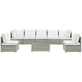 thumbnail image 3 of Modern Contemporary Urban Outdoor Patio Balcony Garden Furniture Lounge Sectional Sofa and Table Set, Sunbrella Rattan Wicker, White Light Gray, 3 of 5