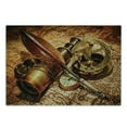 thumbnail image 3 of Antique Cutting Board, Compass Goose Quill Pen Spyglass and a Pocket Watch Lying on an Old Map Print, Decorative Tempered Glass Cutting and Serving Board, Small Size, Orange Brown, by Ambesonne, 3 of 5