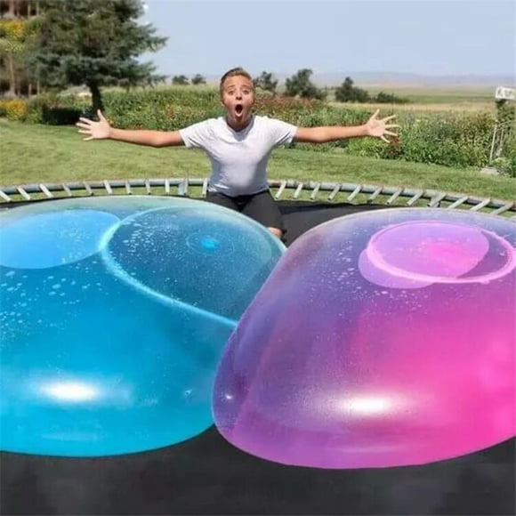 2Pcs Vente Chaude Soufflage Boule Ronde Créatif Bébé Bain Grande Lumière Boule Jouet Transparent Bulle Ballon Rempli Bleu Violet