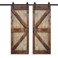 thumbnail image 2 of K Series 56in. X 84in. Brown/Walnut Finished DIY Knotty Pine Wood Double Sliding Barn Door With Hardware Kit, 2 of 5