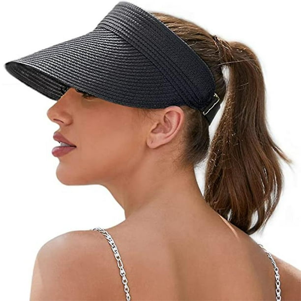 Black Straw Hats For Women, Visor Hats For Women Beach Hats For Women Sun  Hat Womens Straw Hat Made Of Natural Raffia
