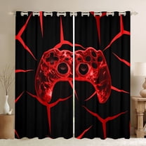 Homewish Red Gamer Black Out Curtains for Teens Boys Girls,Video Game Curtains Pack of 2 (42x63 Each),Abstract Geometric Bedroom Curtains,Breathable Home Decor