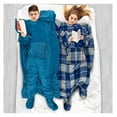 thumbnail image 5 of Fleece Blanket with Sleeves, Foot Pockets for Women Men Adults, Plush Wearable Blanket Throw Wrap, Warm Blanket Robe, Cozy Gift Ideas Wife Mom, Teal Blue, 5 of 7