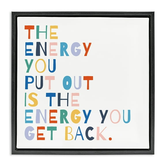 Stupell Industries Motivational Rainbow Phrase Inspirational Painting Black Floater Framed Canvas Art Print Wall Art, 18 x 18