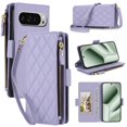 thumbnail image 2 of For Google Pixel 9 / 9 Pro 5G RFID Blocking Wallet Case, Crossbody Purse Phone Case with 9 Card Slots, Zipper Pocket & Detachable Strap,Purple,For Pixel 9 / 9 Pro, 2 of 9
