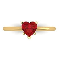 1.25 ct Heart Cut Simulated Pink Tourmaline Solitaire 18K Yellow Gold Womens Engagement Ring