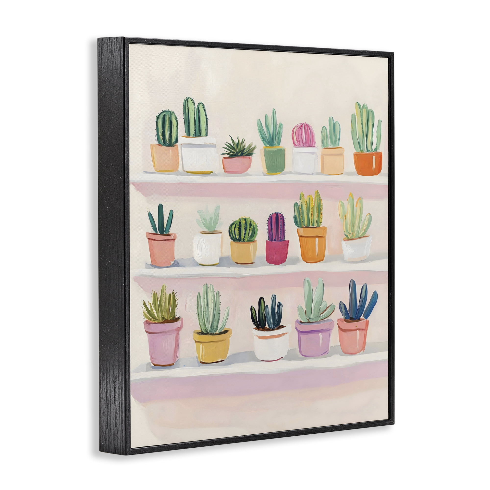 Stupell Industries Cactus Shelf Arrangement Black Framed Giclee Art, design by The Prints Vibe
