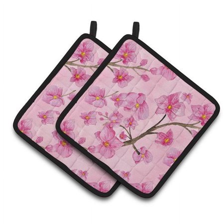 

Watercolor Pink Flowers Pair of Pot Holders - Pink