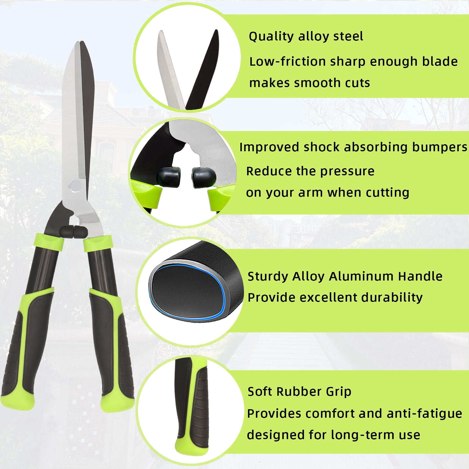 YARTTING Hedge Shears, Hedge Clippers for Trimming Borders, Hedge Trimmer with Sharp Blade, Shears Gardening Tools for Shaping Hedges, Shrubs Bushes