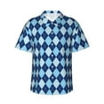 thumbnail image 1 of Balery Blue Squares Camisas hawaianas de manga corta para hombre, camisas playeras de corte holgado, camisas de vacaciones con botones,Small, 1 of 7