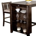 thumbnail image 4 of Benjara Lessi 3pc Counter Height Table Set with Side Shelf, USB , Cherry Brown Wood, 4 of 5