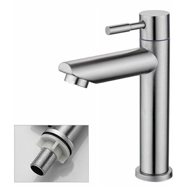 Chrome Surface Cold Water Bathroom Sink Faucet with Removable Aerator, Durable Copper Construction, Compatible with Standard Fixtures