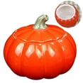 thumbnail image 2 of Color Mini Pumpkin Shape Tea Can Ceramic Storage Container Sealed Container Coffee Sugar Jar Gift for Restaurant Home -Size S (Red), 2 of 8
