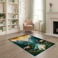 thumbnail image 2 of ODIKA 4'x6' Washable Area Rug Vintage Landscape Border Woodland Scenery Prints Cabin Wildlife for Dorm Room, Small Living Stain Resistant Low Profile, Easy Care, 2 of 7