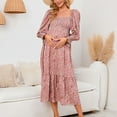 thumbnail image 5 of Awdenio Womens Maternity Dresses Ladies Pregnant Casual Sexy Fashion Small Floral Printing Chiffon Collar Long Sleeve Long Dress, 5 of 6