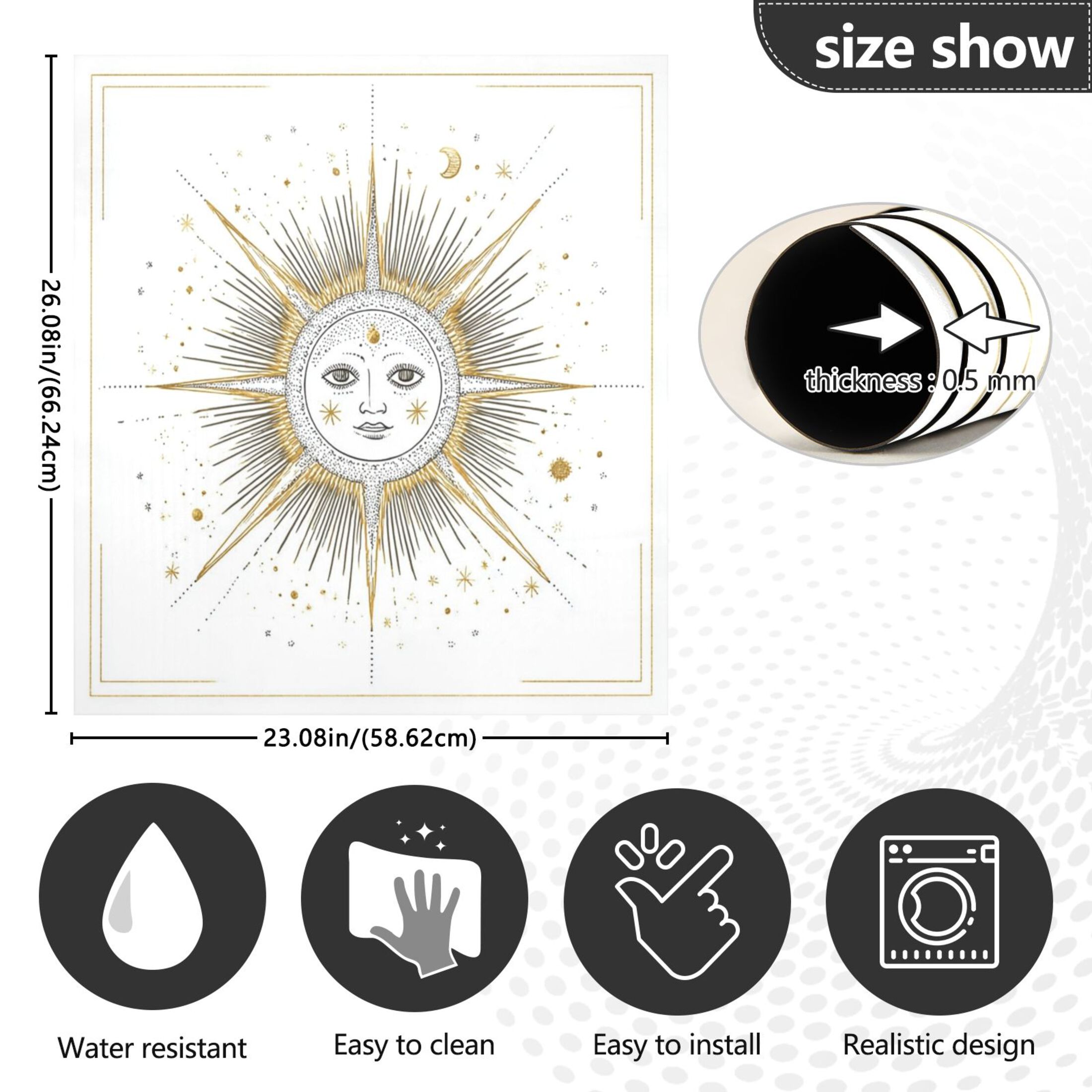 IAUYY Magnetic decorative sticker - 23x26 Inch PVC Refrigerator Decorative Cover, Removable DIY Art for Kitchen Appliances A Celestial Body The Sun